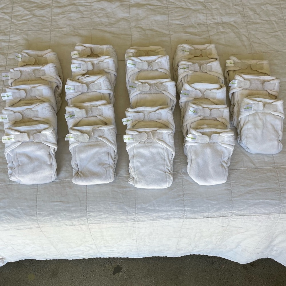 13 BumGenius Fitted Bamboo Cloth Diapers, Medium Size